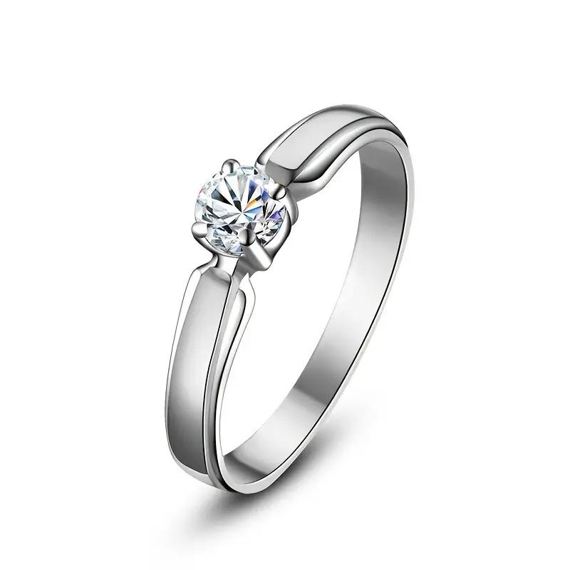 Single Round Cubic Zircon Rings for Women Engagement Wedding Band Accessories Simple Elegant Female Rings Fashion Jewelry