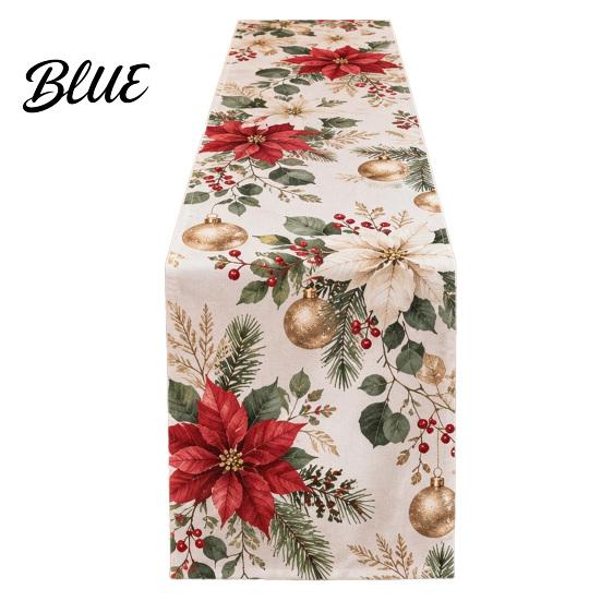 Decorative Table Cover for Christmas Flower Runner Holly Berries Dining Decor Poinsettia Gingerbread Easy to Clean Runner Man Festive Holiday Party