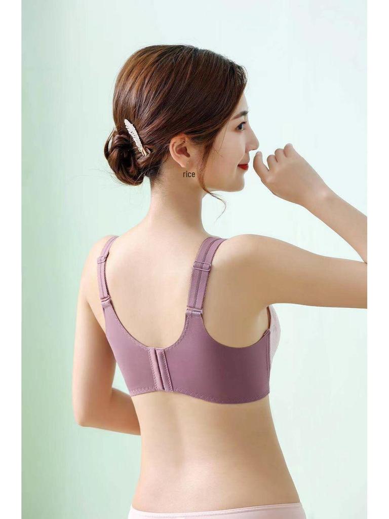 Women's Lace Full-Cup Wirefree Bra – Supportive, Breathable, Anti-Sag, Plus Size, Beautiful Back Design