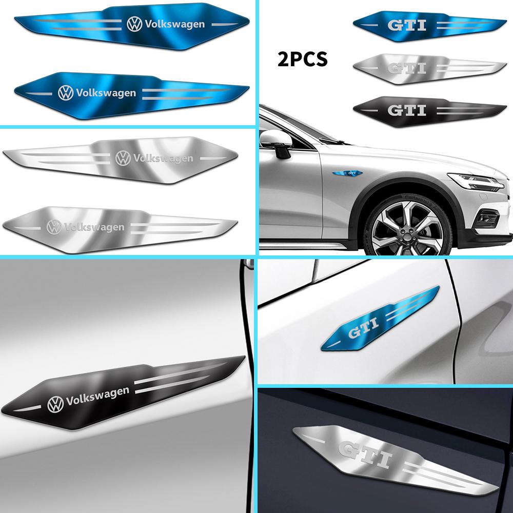 2pcs Reflective Car Body Side Fender Decoration Stickers Badge Car Sticker For VW Vol-kswagen Jetta Golf Beetle EOS GTI R32 MK4 NG5