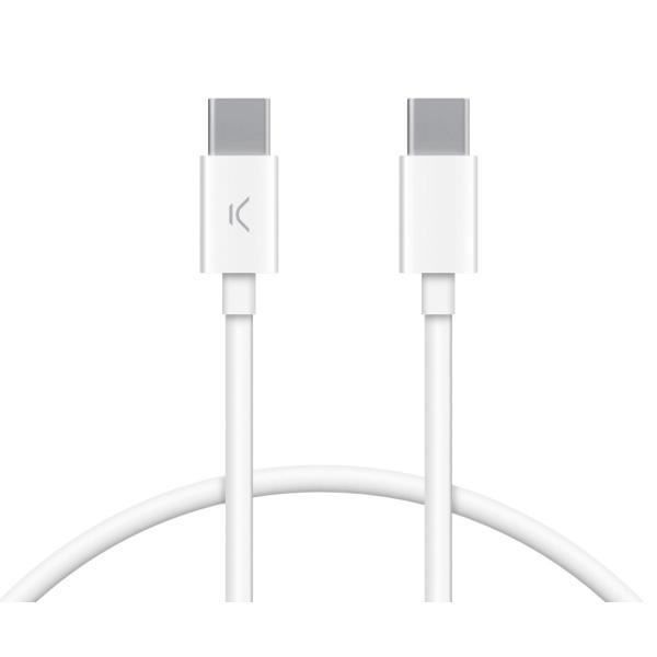 Câble USB-C - KSIX - BXCUC03SBL - 1 mètre - Blanc - Chargement et synchronisation