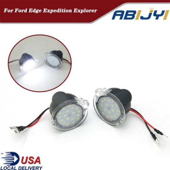 LED Side Mirror Puddle Lights White Lamp For Ford Edge Fusion Explorer Mustang