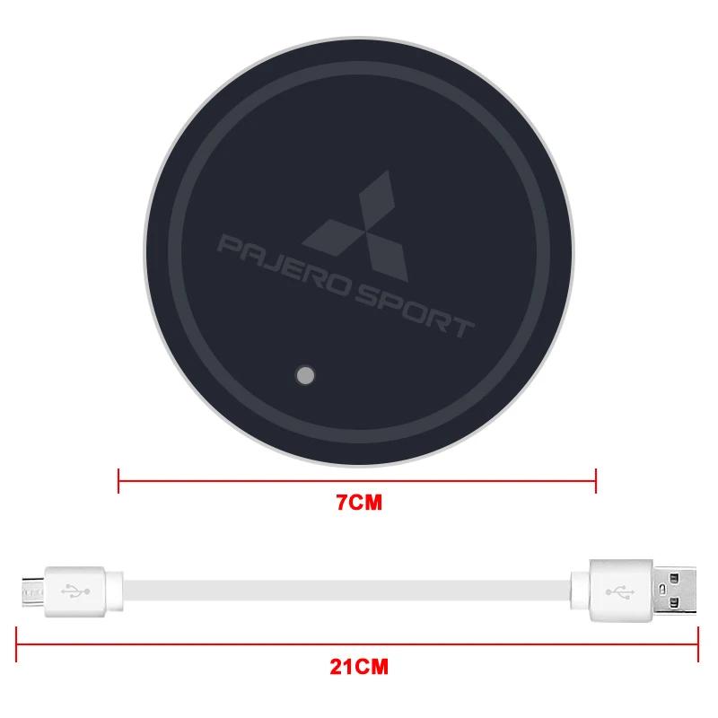 Universal LED Cup Coaster USB Rechargeable Car Interior Decoration Items for Mitsubishi Triton L200 Pajero Sport