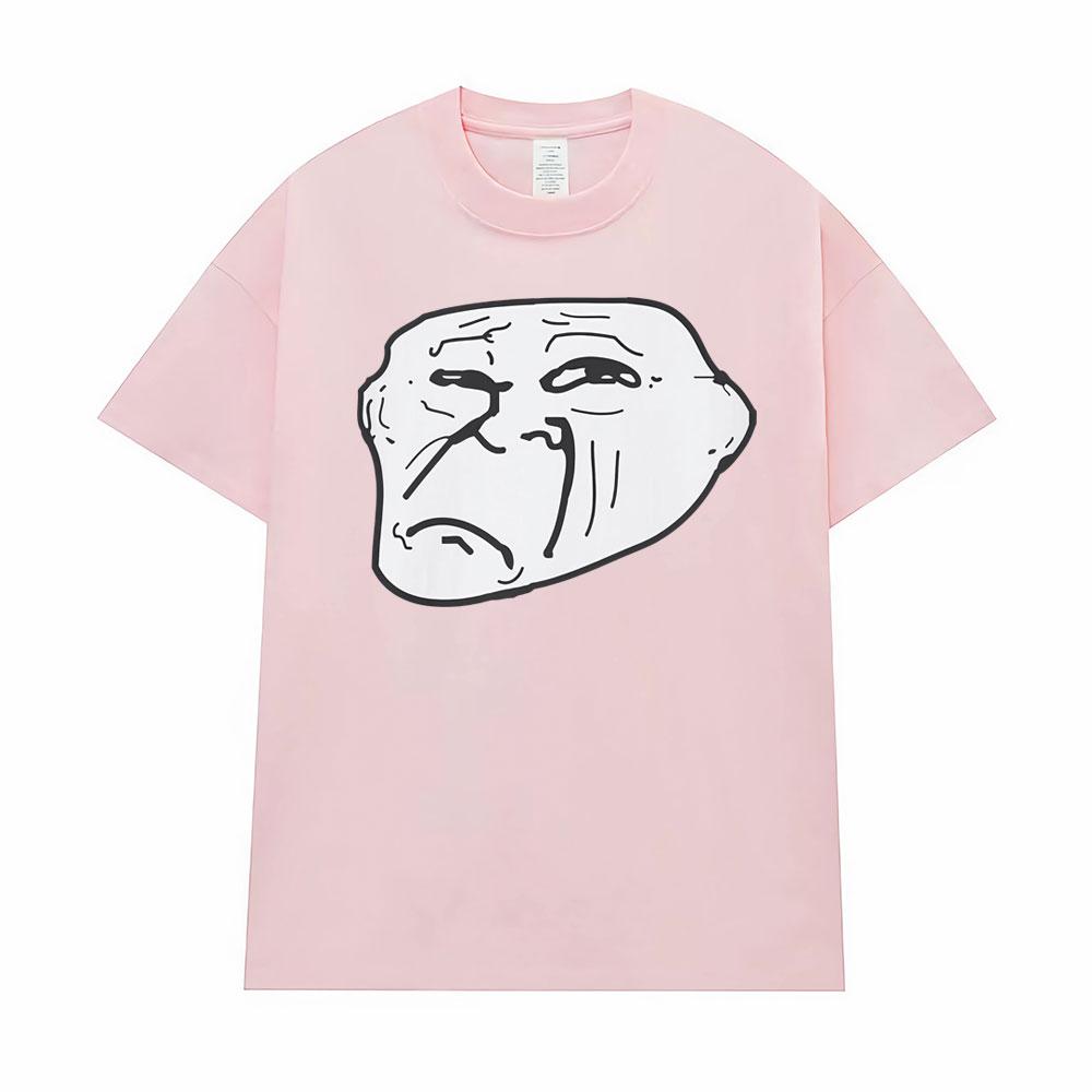 Sad Troll Face Funny Meme Graphic Tee Shirt Unisex Women Fashion Humorous Gift Tshirt Enthusiast Apparel Oversized Cotton T Shirts