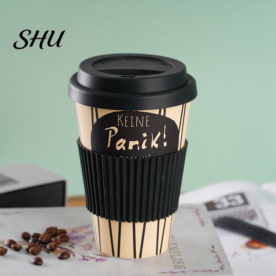 Travel Cup 470ml Coffee Mug Decal Design Insulation Portable Milk Bottle Bamboo Fiber Degradable Water for