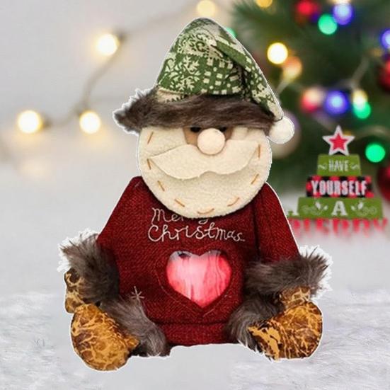 Yousheng Burlap Christmas Gift Bags Zipper Design Plush 3D Santa Snowman Doll Fruit Bags Reusable Fabric Storage Bag for Gifts Candy