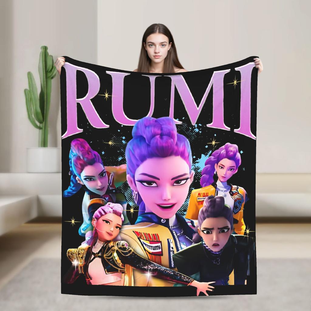 HUNTRIX KPOP Dämonenjäger Anime Flanelldecke Fantastische Überwurfdecke für Zuhause 200x150cm Teppichstück