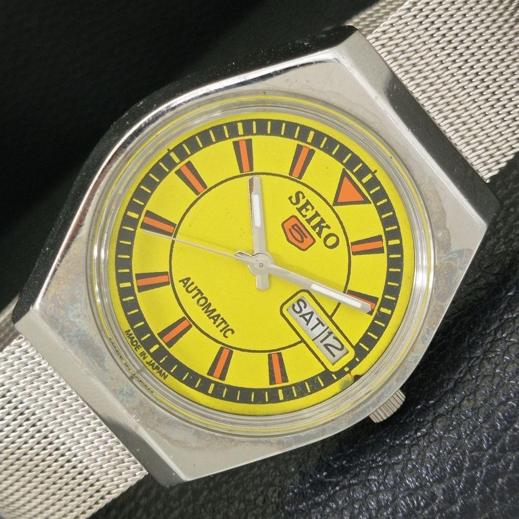 

JAPAN 6309A VINTAGE SEIKO 5 AUTOMATIC MENS YELLOW COLOR DIAL WATCH a702721-1 R210-a702721