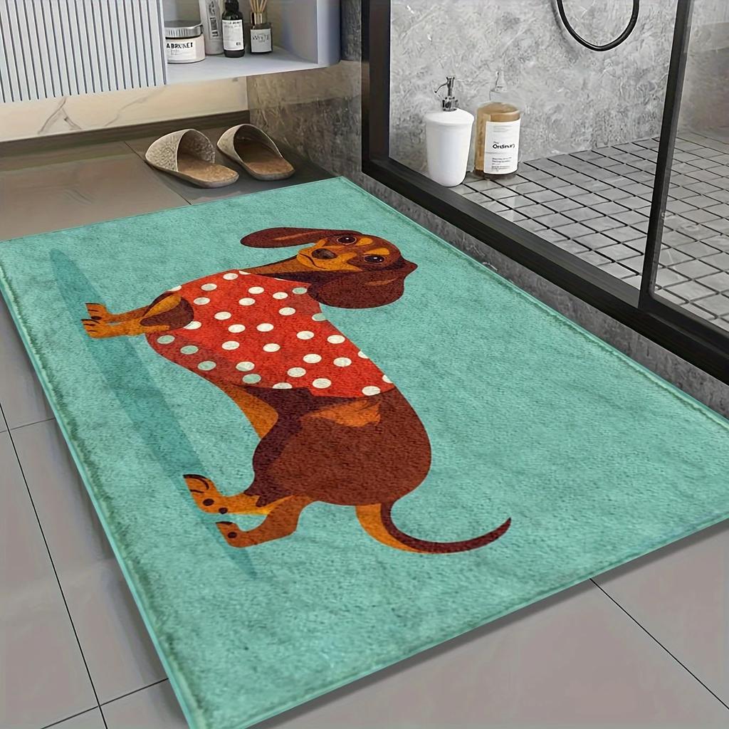 Dachshund Door Mat Cute Brown Dog Doormat for Indoor Outdoor Entry Seasonal Home Decor Non-Slip Easy Clean Absorbent Rug