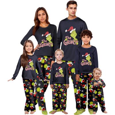 Weihnachtsdruck Süßes Familienset Schlafanzug, Hauskleidung, Familienset Langarm Oberteil Hosen Set