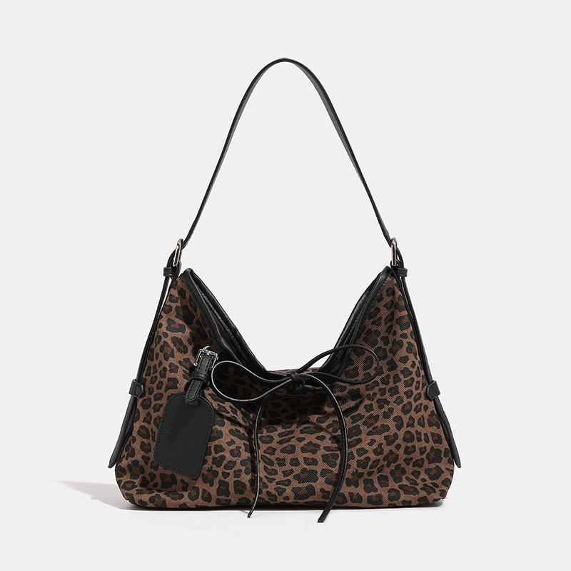 

2025 Осень/Зима Леопардовый принт Ретро Сумка-тоут на плечо - Женская сумка большой вместимости