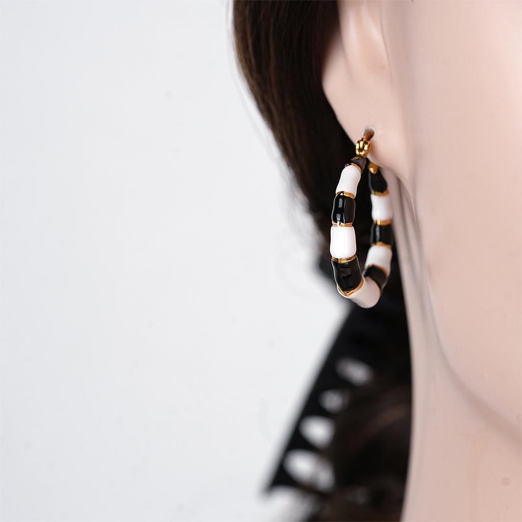 European & American Color Block Bamboo Earrings, Enamel Drip Niche Design Drop Earrings for Export
