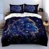 Blue Lion In Starry Sky Bedding Set For Kids Luxury Gift 3Pcs Digital Print Comforter Set Soft Comfortable Breathable