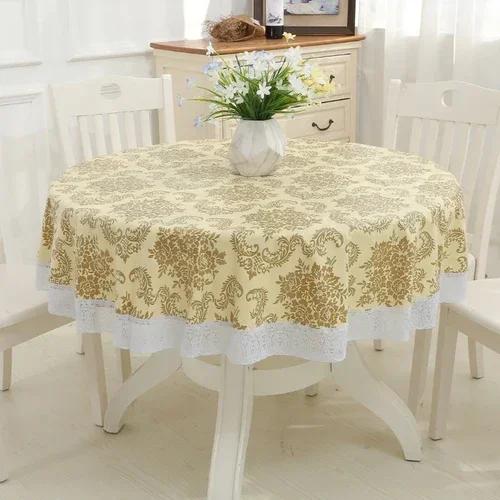 2 Meter Lace Edge Circular Coffee Table Mat PVC Circular Tablecloth Waterproof Anti Scald Anti Oil Wash Free Cloth