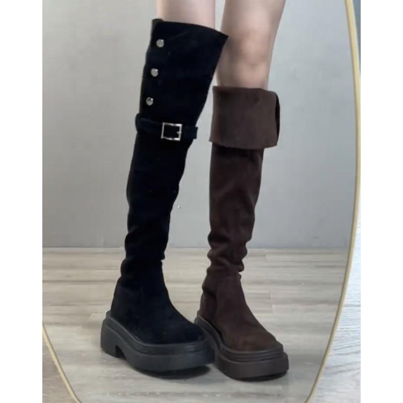 Long knee boots popular Maillard style thick legs two wear high boots