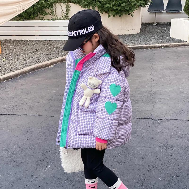 Parka con cappuccio invernali in peluche spessi per bambine, giacca con cerniera, cappotto casual
