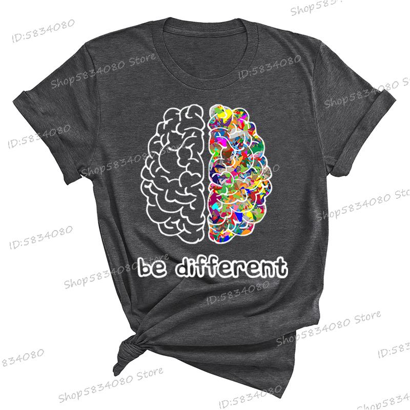 Autism Awareness Day Essential Tshirt Autist Brain Be Different Graphic T Shirts Autism Awareness Crew Neck Short Sleeve Tshirt