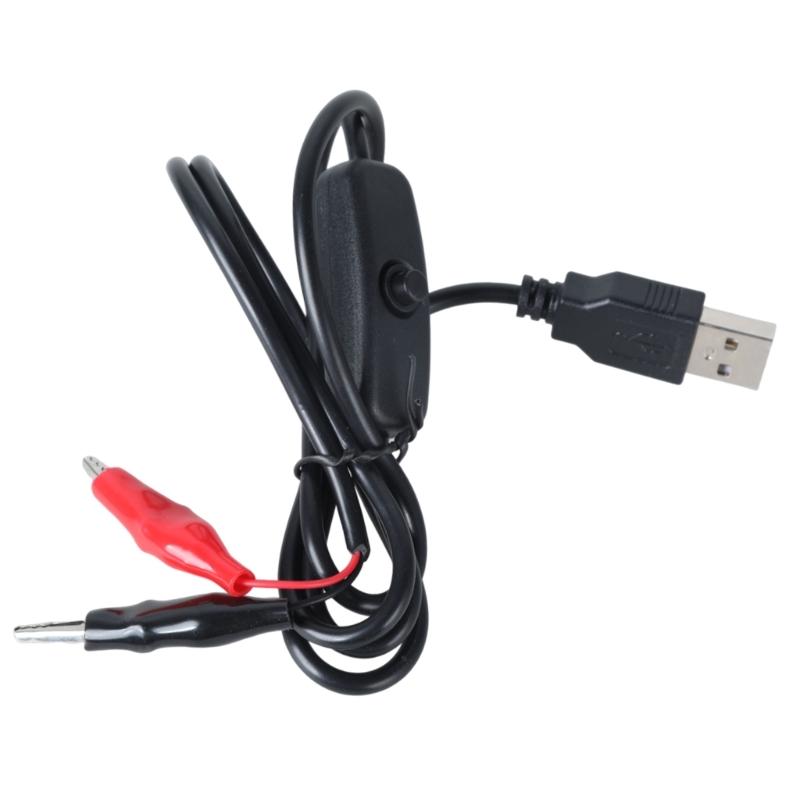 

Clip to USB Male Test Cord, 100cm Length Jumper Wire Power Adapter Cable for 5V LED Light Fan Router Toy 1