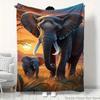 1 peça Manta Flanelada Aconchegante com Estampa de Elefante Macia, Quente, para Cama, Soneca no Escritório e Camping, manta de pelúcia para Cama