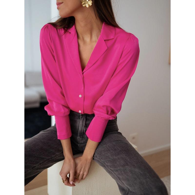 

JPNTKY Женская Мода Повседневные Весенне-Осенние Однотонные Блузки и Рубашки с Коротким Рукавом и Воротником ПОЛО XL