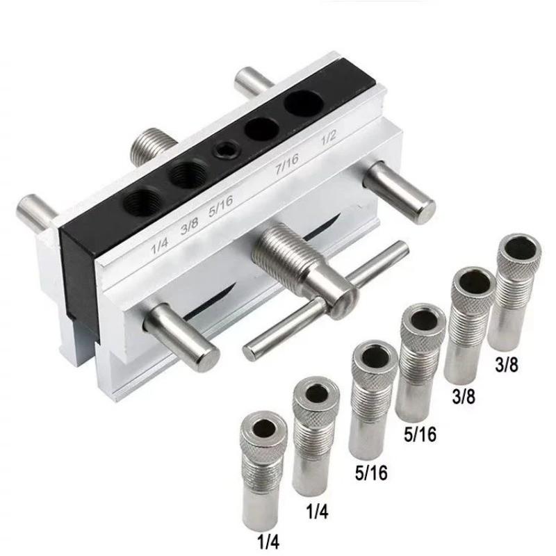 Vertical Center Puncher Pocket Hole Jig Drill Guide Woodworking Tools Central Positioning Automation Doweling Hole Jig