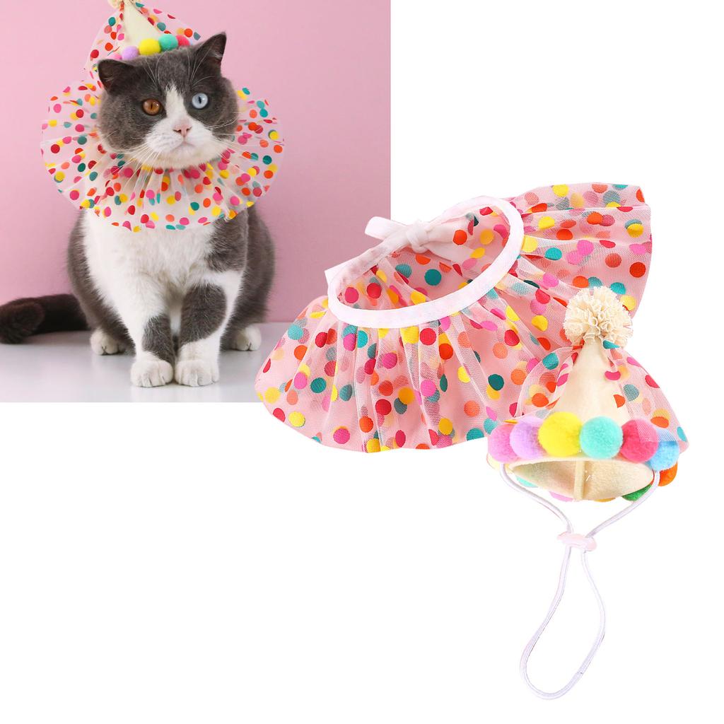 Pet Birthday Hat Bid Set Lovely Soft Pet Birthday Party Decorations Pet Colorful Hat Scarf for Dogs