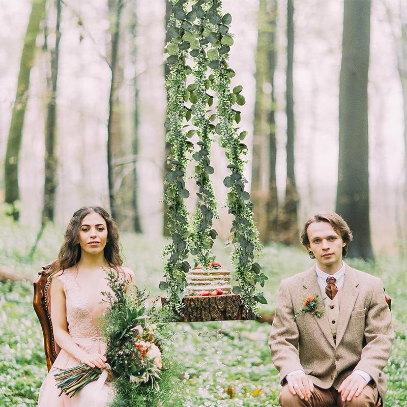 Artificial Eucalyptus Leaves Greenery Garland Fake Plant Spring Vines With Led for Wedding Room Party Decoration Accessories