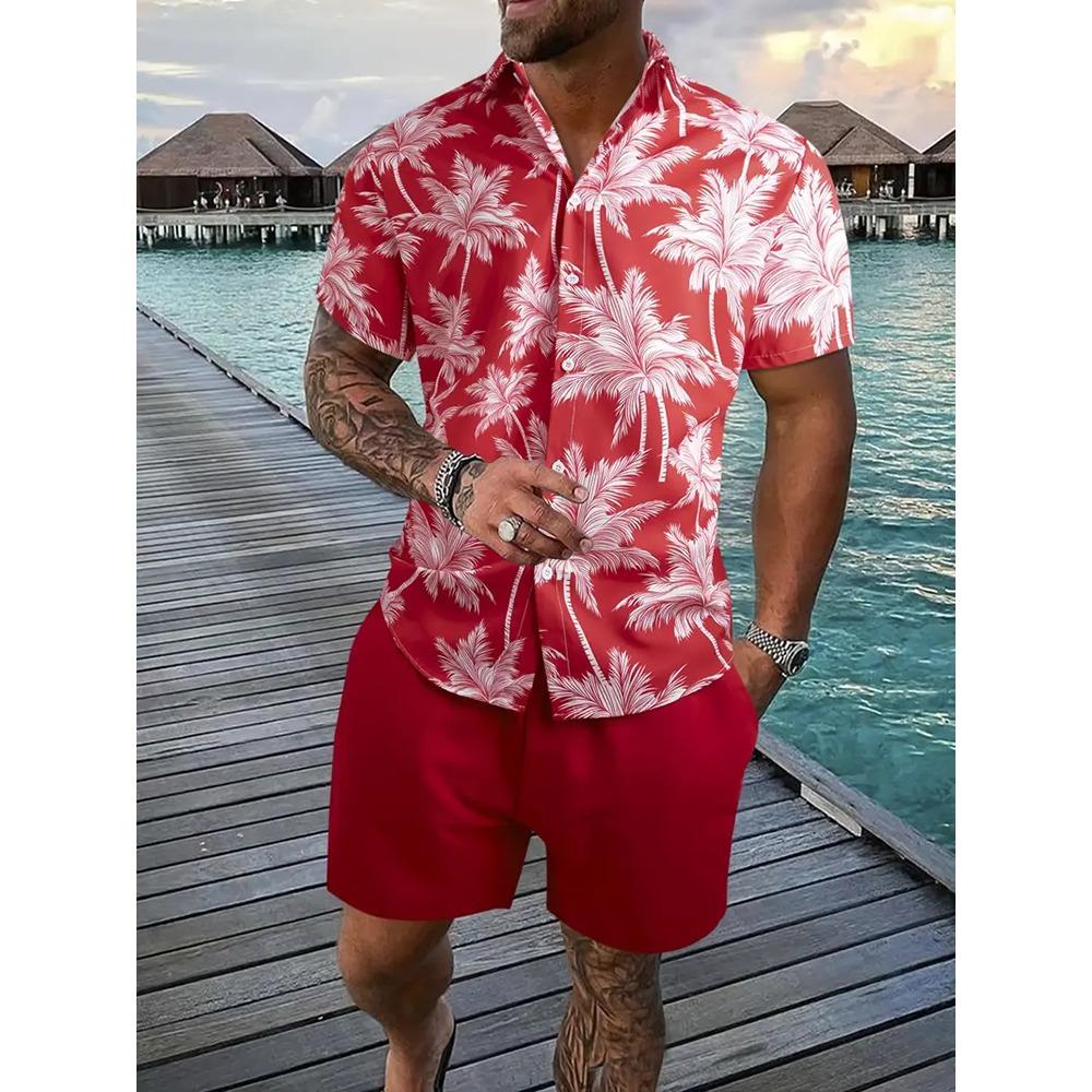 Funny 3D Print Men's Luxury Shirt Sets Hawaiian Fashion Lapel Short Sleeve Shirts+Shorts 2 Piece Outfit Summer Casual Loose Suit