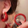 Vintage Ankara Red C-shaped Earrings Women's Niche Design Earrings Temperament Earrings