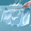Men Boxer Underwear High Waist Ice Silk Seamless Thin Shorts Briefs Letter Print Quick Drying U-Convex Panties