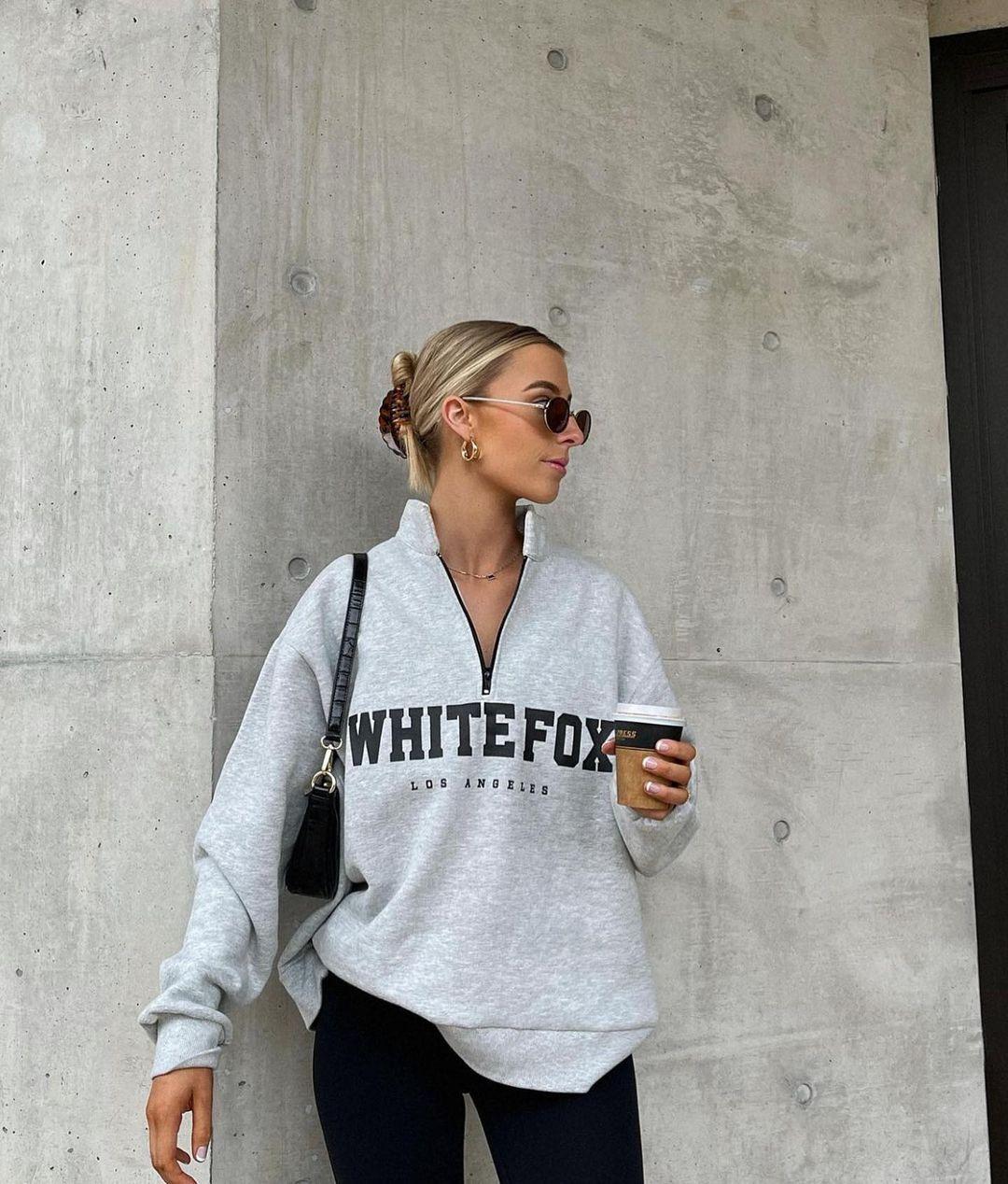 Свитшот с длинными рукавами и принтом в европейском и американском стиле на половину молнии 2023 года для осени/зимы XL светло-серый