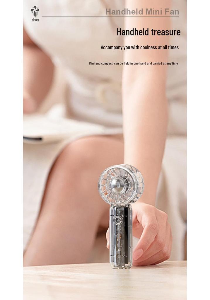 Rechargeable Mini Handheld Fan - Portable, High-Speed Transparent Wind Cannon