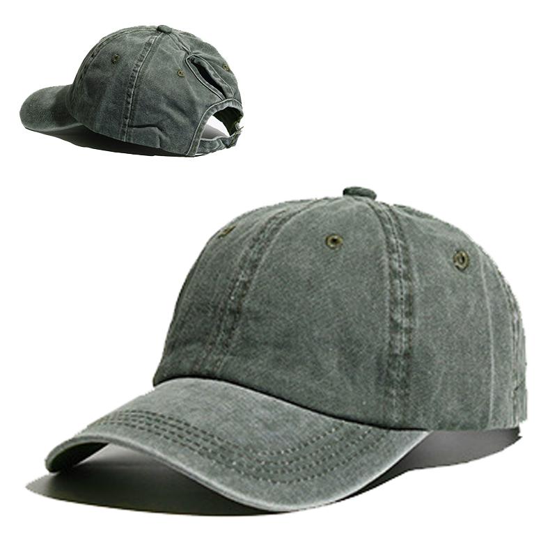 Vintage Ponytail Baseball Cap Women izable Fit Snapback Hat Mesh Distressed Summer Cap Woman Sunhat