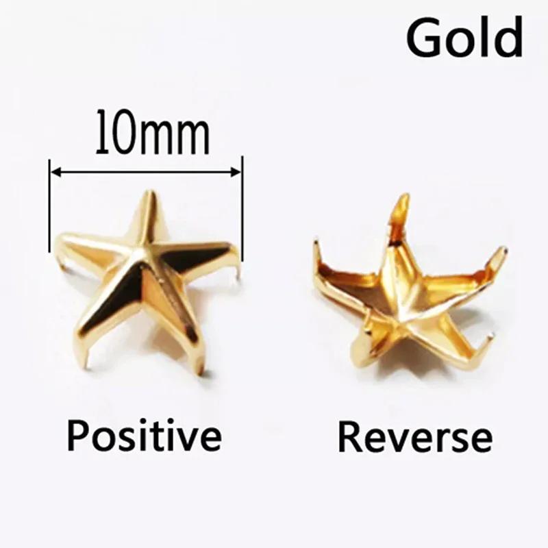 Star Rivets 7mm 10mm 15mm 20mm Gold Silver Buttons DIY Scrapbooking Embellishment Handmade Shoes Bags Fastener Brads Decors
