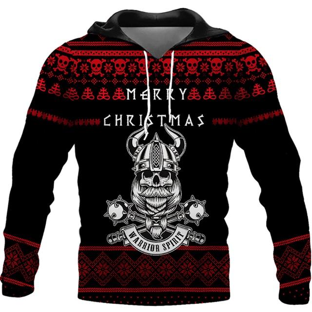Vzor Vikings Podzim Pánské mikiny s kapucí Viking Mythology Potisk Unisex Pulovr Street Punk Bundy pro volný čas Kabát
