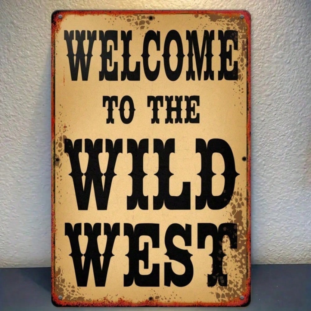 Vintage Western Cowboy Metal Wall Art 20x30cm Retro Bar Decor Wild West Tin Sign 20x30