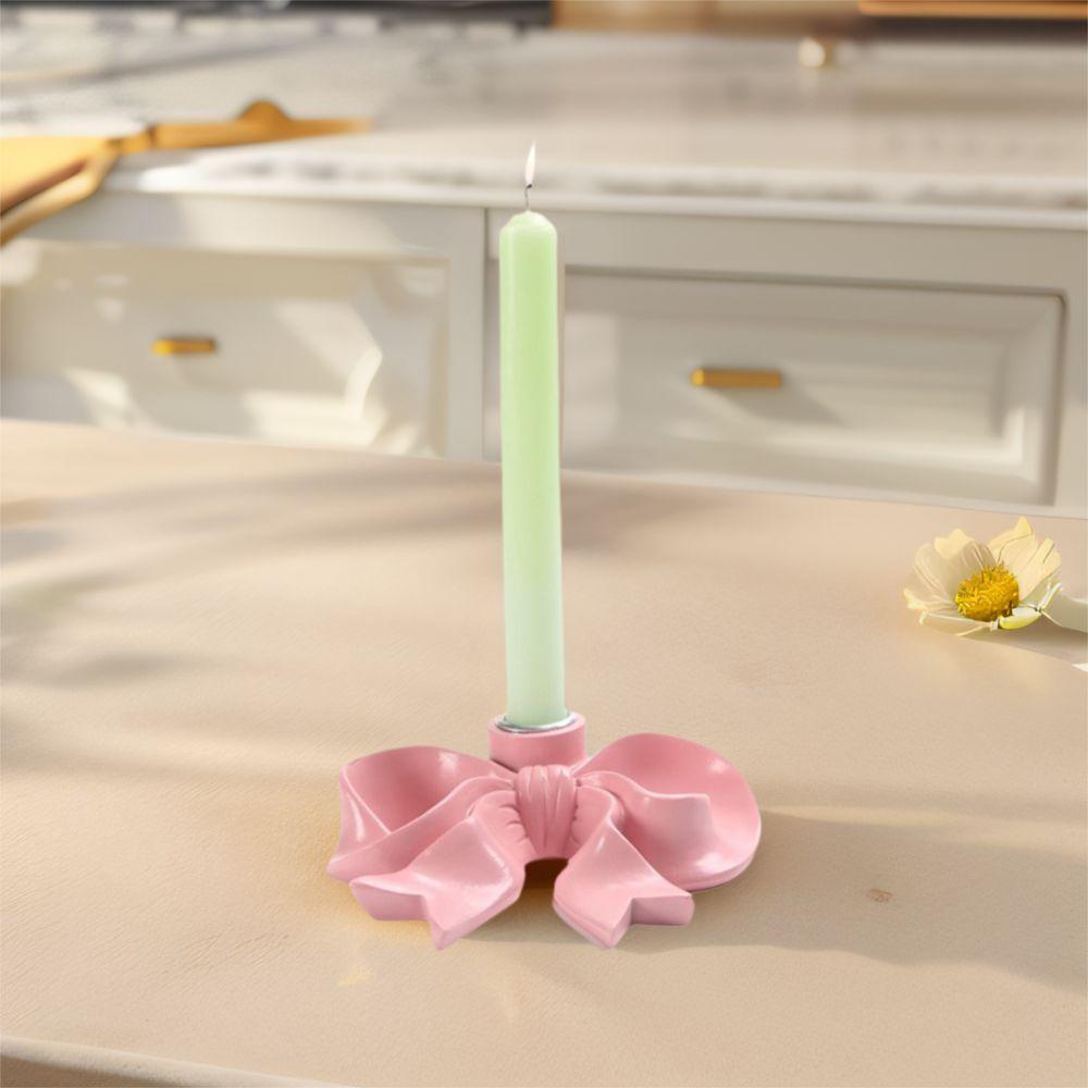 INS Ceramic Bow Candle Holder Unique Candle Stands Minimalist Long Candle Candlestick  Living Room