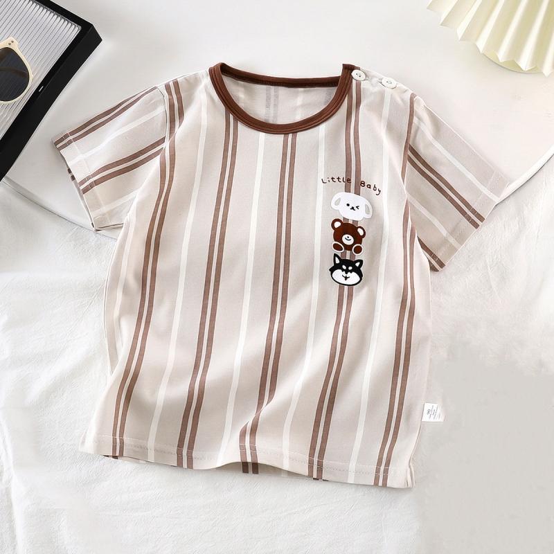 Nuova T-shirt Casual per Bambini Stampa Cartone Animato Carina T-shirt Manica Corta Top Confortevoli Con Pantaloncini Abbigliamento Estivo per Bambini Piccoli