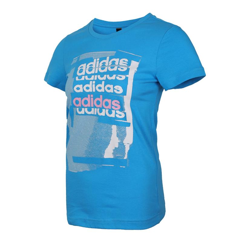 Adidas Linear Comfortable Casual Round Neck Short Sleeve T-Shirt Women T-Shirts Blue DV3007