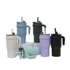 New Solid Color 304 Stainless Steel Thermos Cup, Outdoor Portable Ice Cup With Handle, Fashionable Student Water Cup