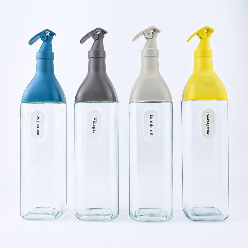 1Pcs Glass Oil Dispenser Bottle With Flip Top Lid Leak Proof Seasoning Sauce Vinegar Storage Container For Kitchen Cooking