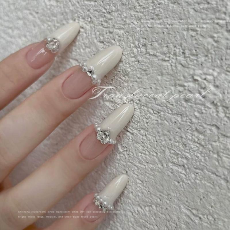 12 Gitter Gemischt Flachboden Perle Halbrund 3D Nageldekoration Nagelschmuck Nagelanhänger Maniküre Kunst