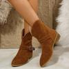 Pointed-toe Shoes, Large-sized Mid-heel Suede Boots, New Women's Boots, Women's Shoes