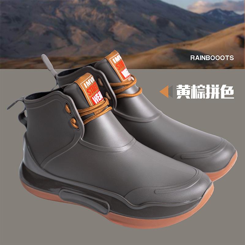 

Модная пара дождевой обуви для пар, мужская милая шнуровка, студенческая водонепроницаемая обувь, уличные универсальные повседневные резиновые сапоги, рабочая обувь для женщин 44 серый