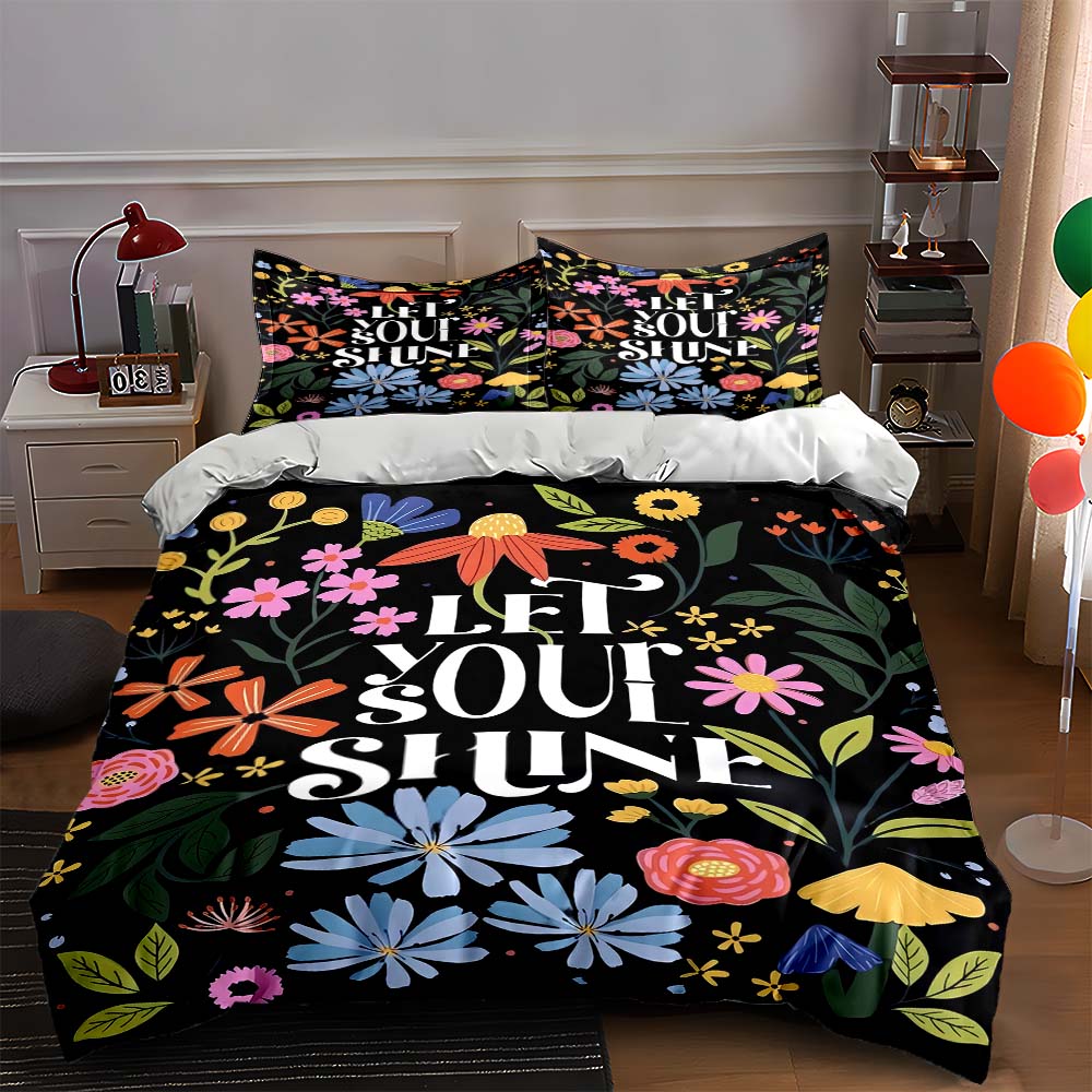 

Floral, colorful, text. Bedding Duvet cover sets Duvet covers Pillowcases gifts (1 * Duvet Cover 2 * Pillowcases, without duvet insert) 135x200cm