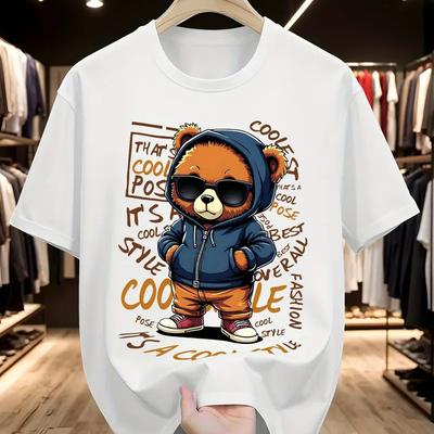 Neues Sommer-T-Shirt für Herrenmode mit Persönlichkeit und kleinem Bären-Print für Herren