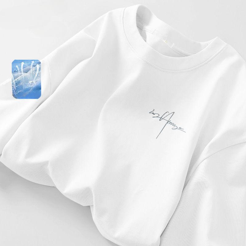 Летняя футболка из ледяного шелка быстросохнущая для мужчин и женщин парная тонкая легкая дышащая свободного кроя M белый 2499₽