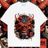 Japanese Mask Tee Oversized Milk Fiber T-shirt Retro Men Tops  Shirt Streetwear Loose Tshirt