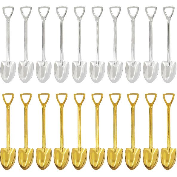 pson 20Pcs 6 Inch Shovel Shape Demitasse Stainless Steel Coffee Spoon for Dessert, Tea, Ice Cream, Appetizers, Party Supplies(Style1, Gold)