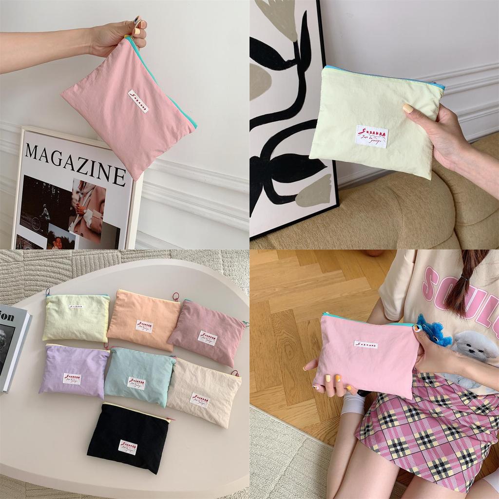 Korean Small Designer Ice Cream Color Makeup Bag Letter Handbag For Daily Use